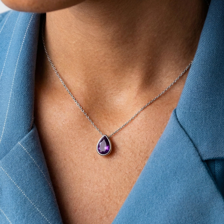 Amethyst Necklace - Teardrop