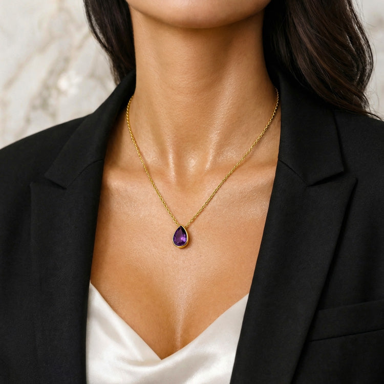 Amethyst Necklace - Teardrop