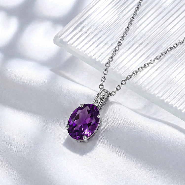 Amethyst Necklace - Oval