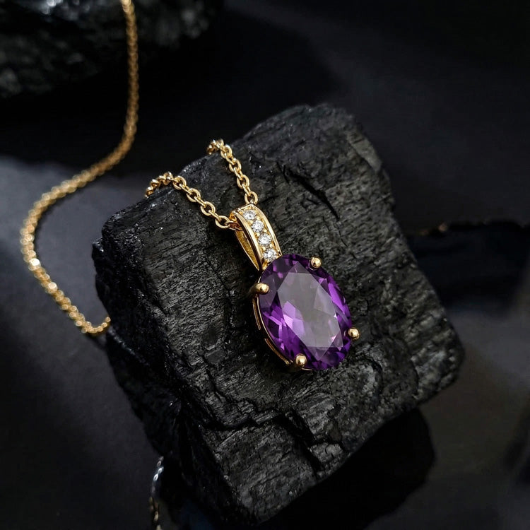 Amethyst Necklace - Oval
