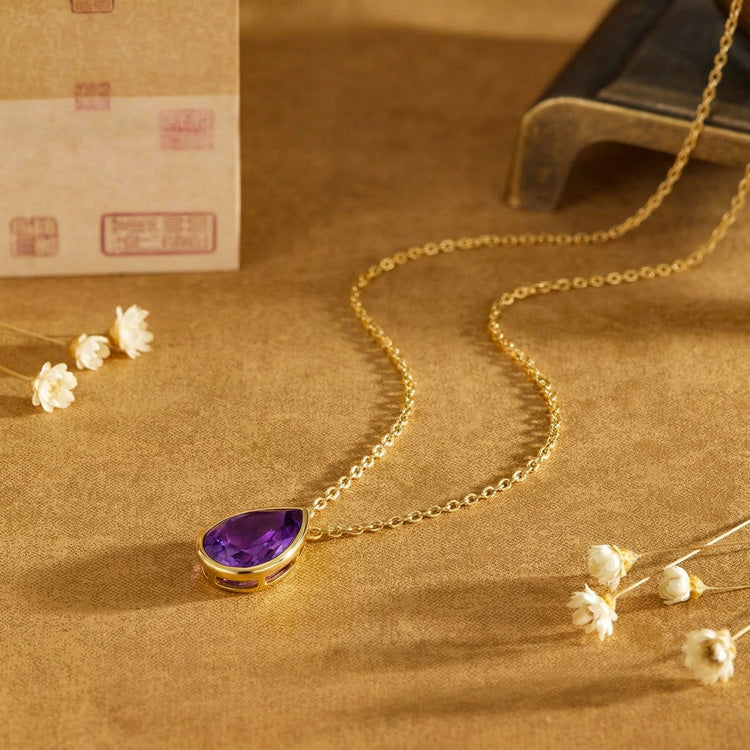 Amethyst Necklace - Teardrop