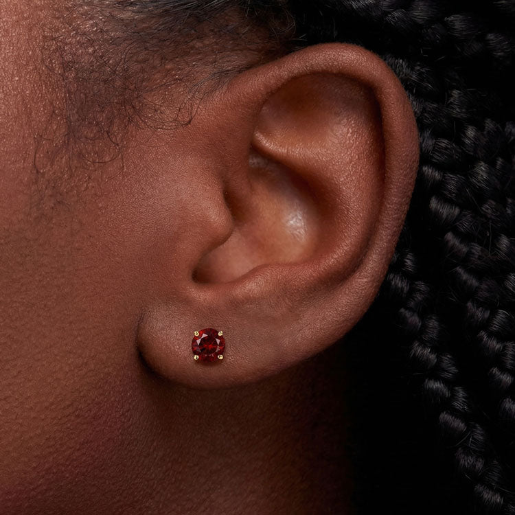 Garnet Round Stud Earrings