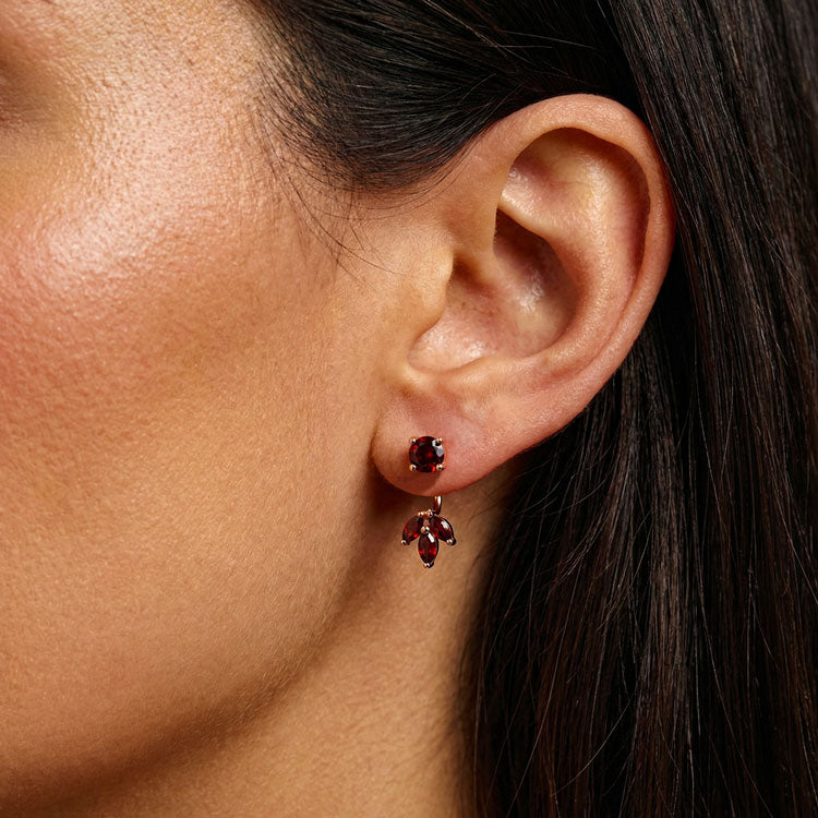 Garnet Earrings - Front and Back