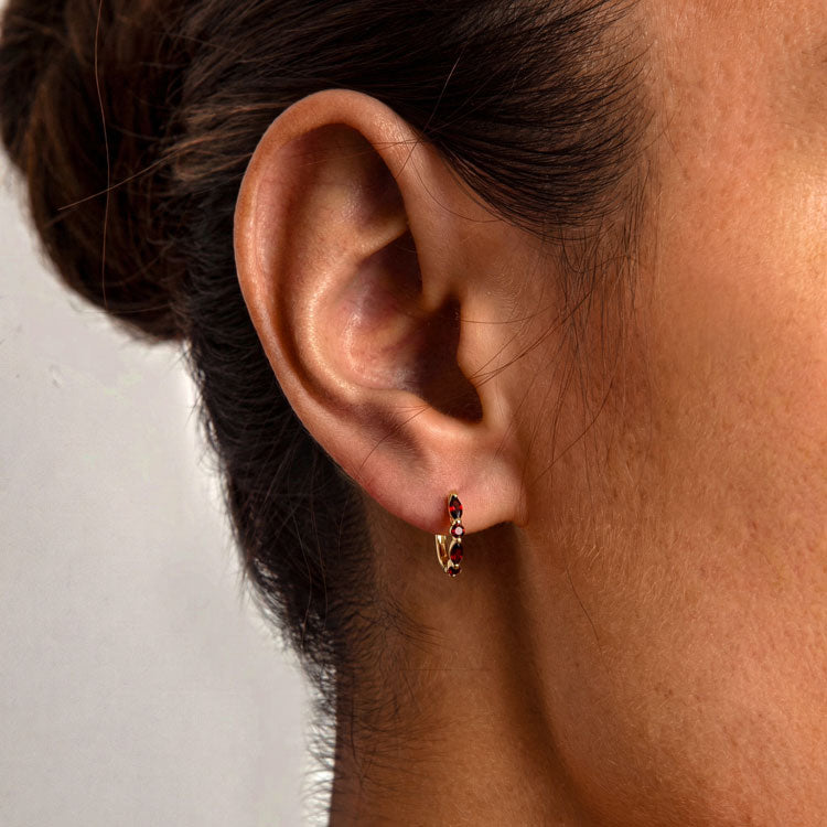 Garnet Huggies Earrings - Elegant