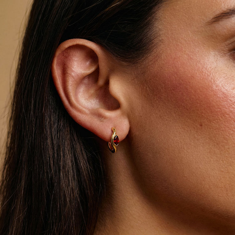 Twisted Garnet Huggies Earrings