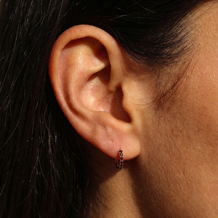 Classic Garnet Huggies Earrings