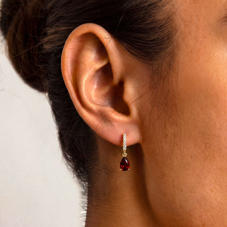 Garnet Dorp Earrings - Teardrops