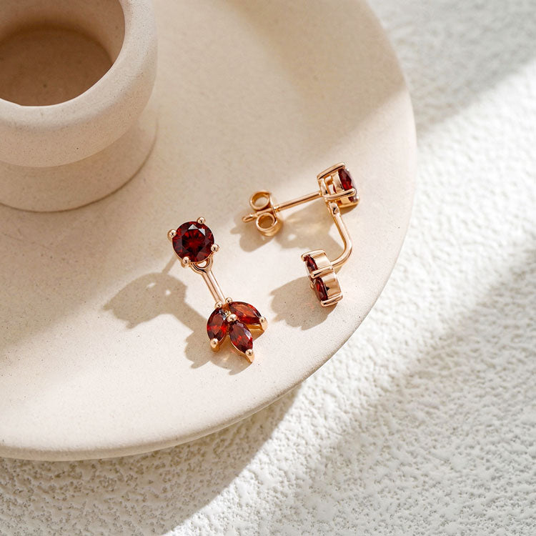 Garnet Earrings - Front and Back