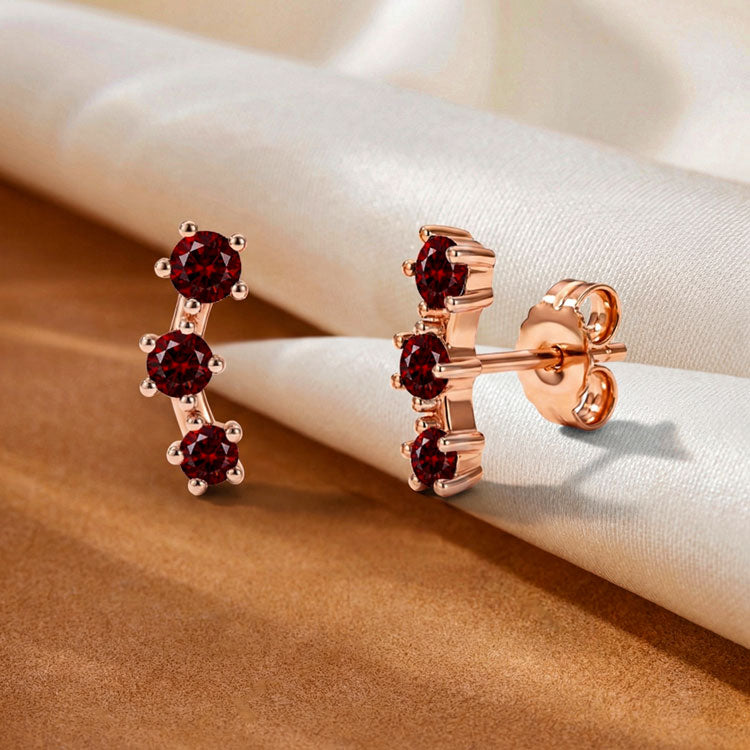 Garnet Stud Earrings - Stackable