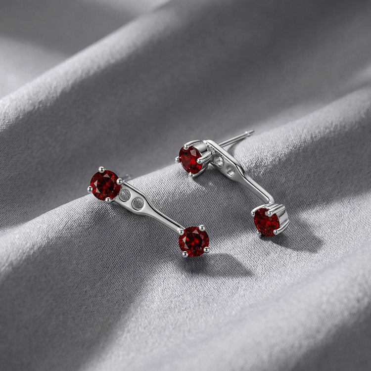 Round Garnet Earrings - Front & Back