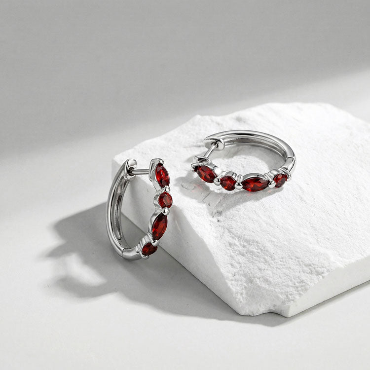 Garnet Huggies Earrings - Elegant