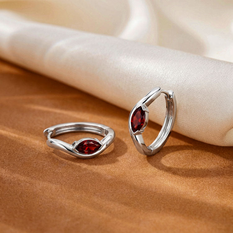 Twisted Garnet Huggies Earrings