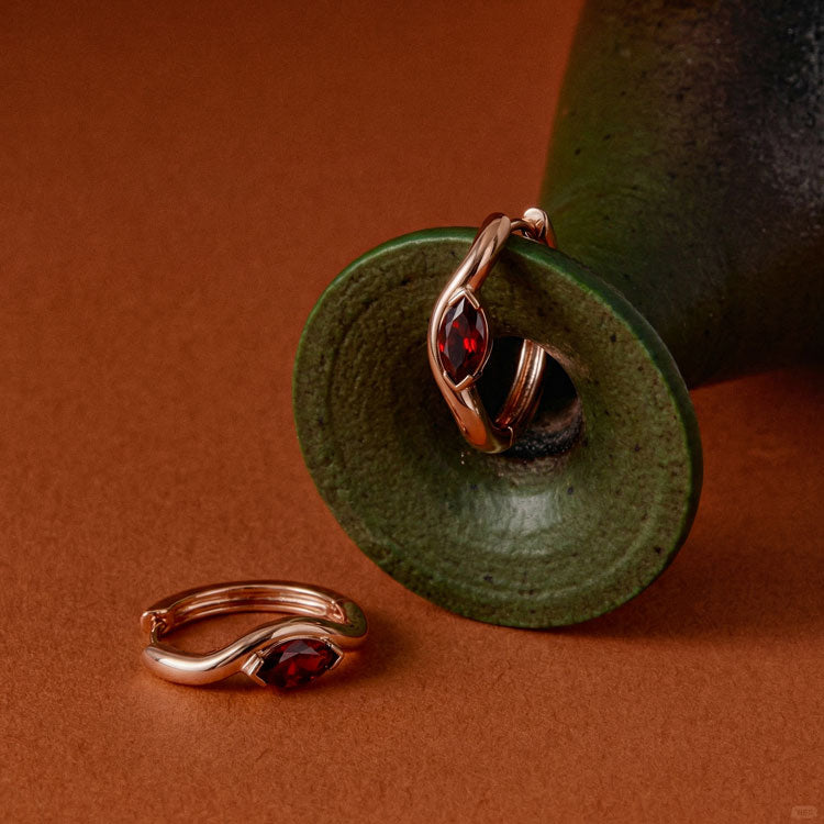 Twisted Garnet Huggies Earrings