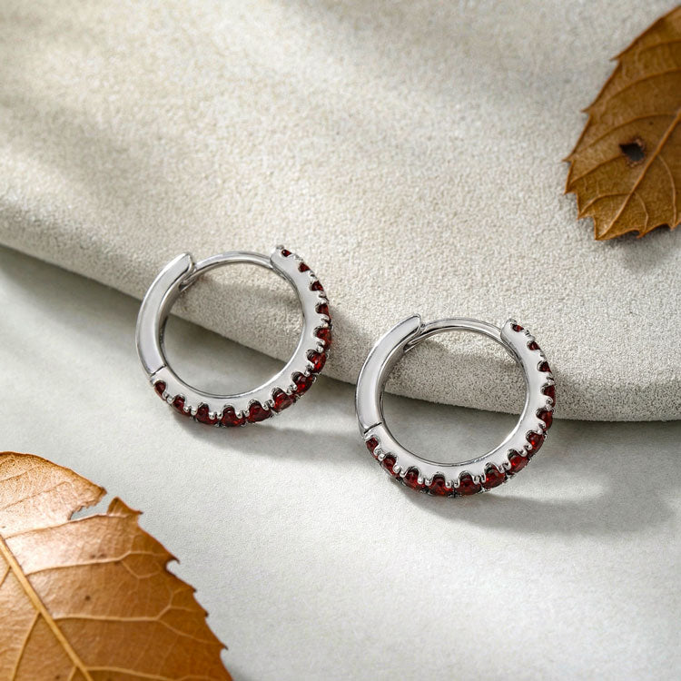 Classic Garnet Huggies Earrings