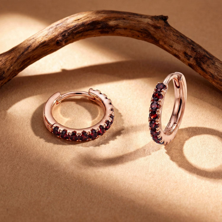 Classic Garnet Huggies Earrings