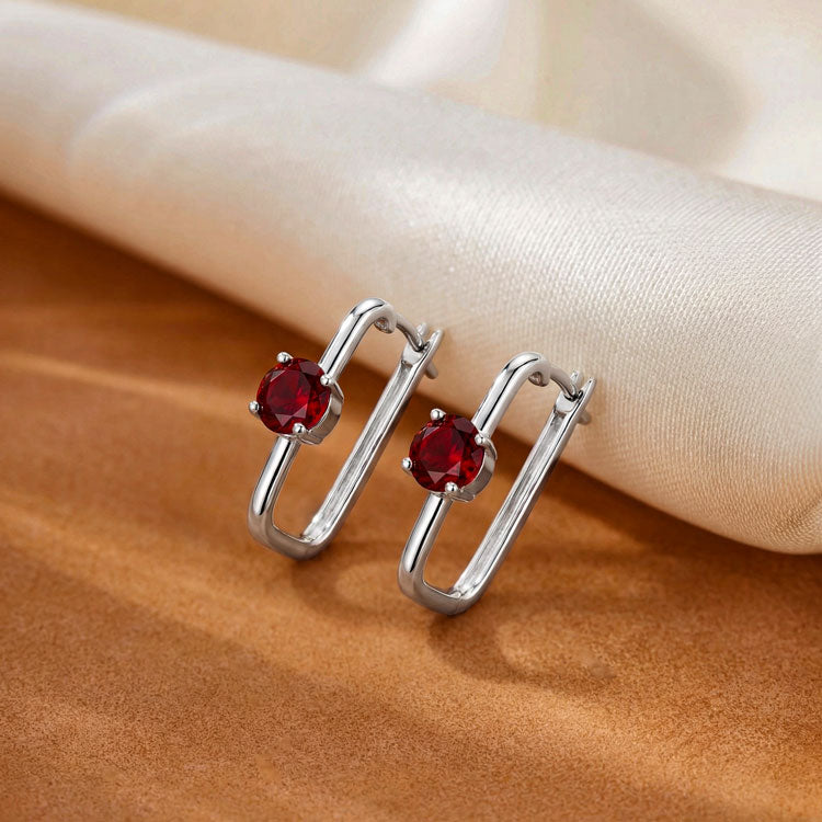 Large Garnet Hoop Earrings