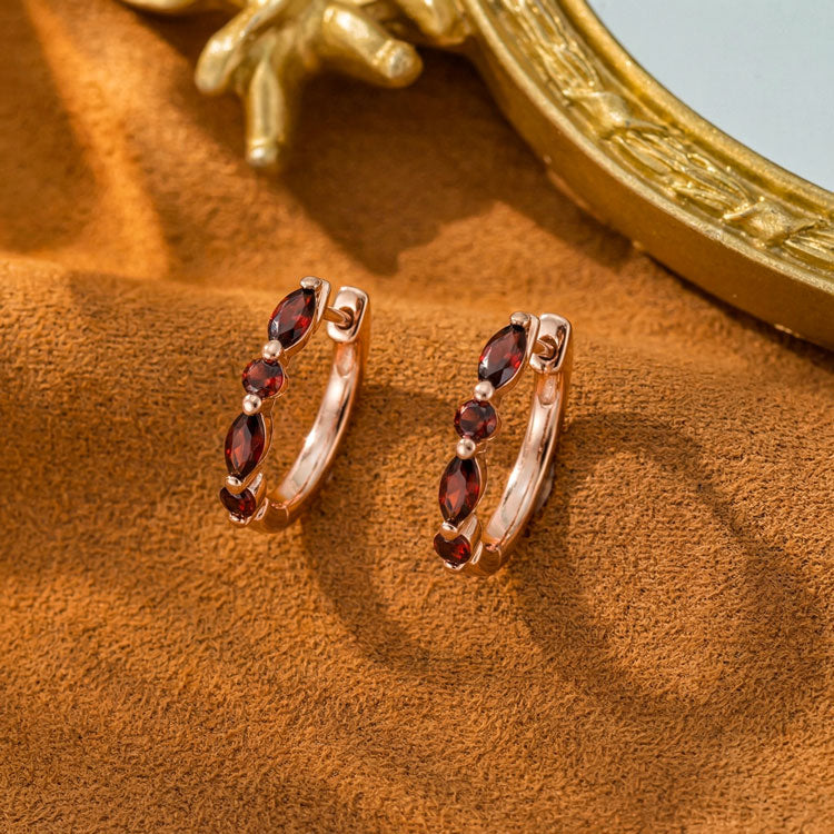 Garnet Huggies Earrings - Elegant