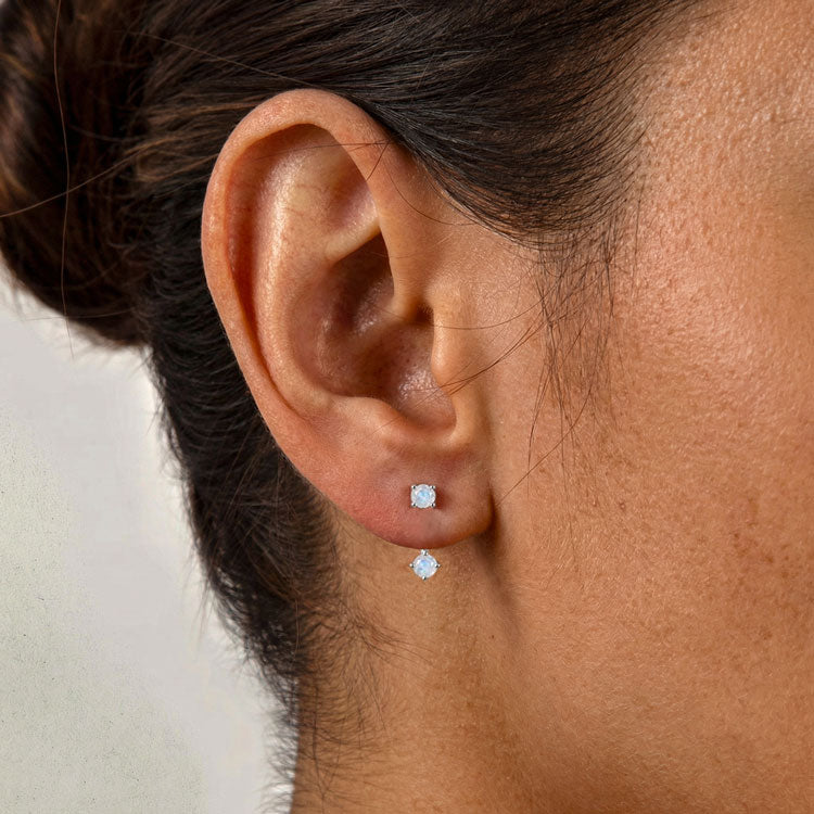 Moonstone Earrings - Front & Back Style