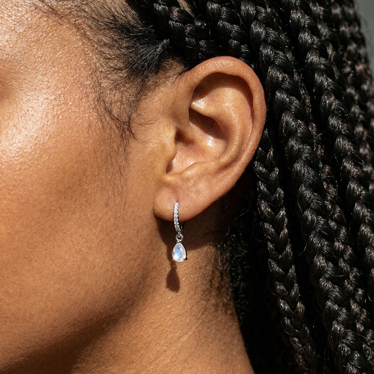 Moonstone Hoop Earrings - Enhance Intuition