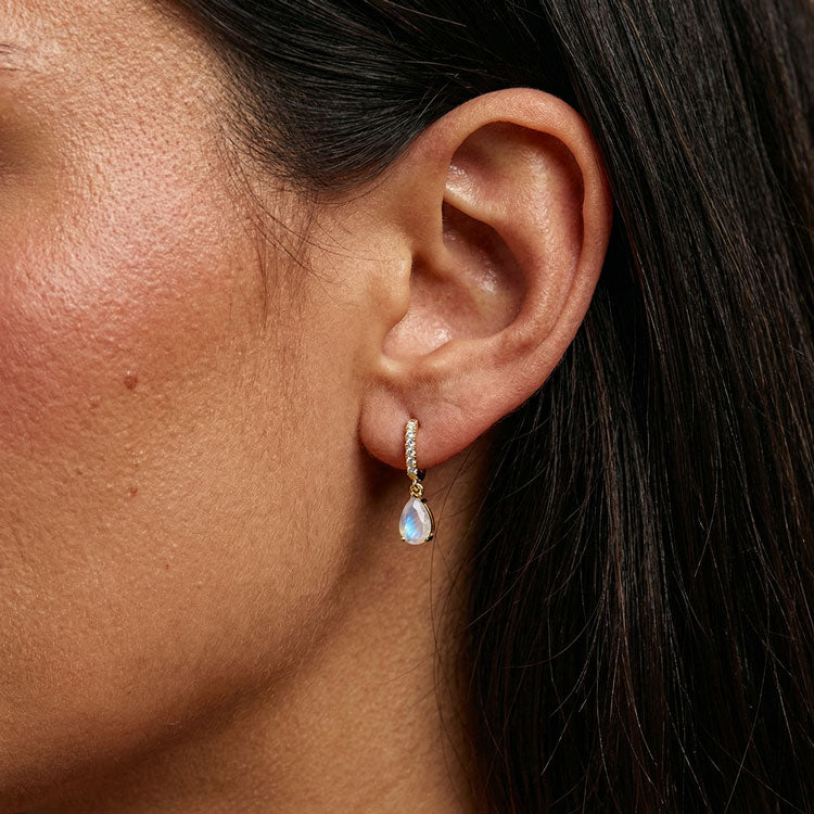 Drop Earrings - Moonstone Teardrop