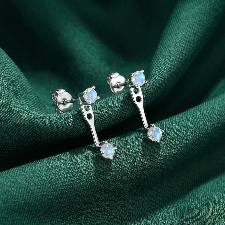Moonstone Earrings - Front & Back Style