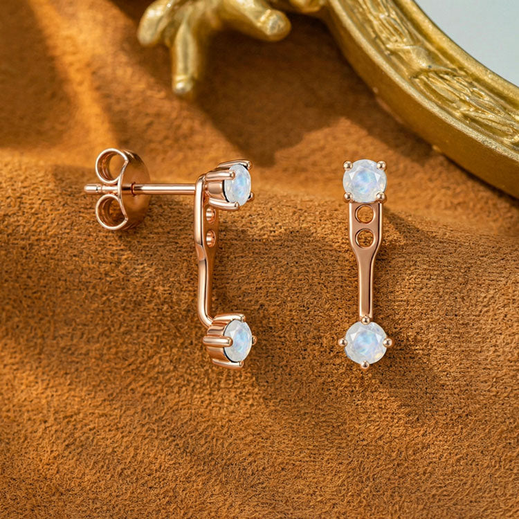 Moonstone Earrings - Front & Back Style