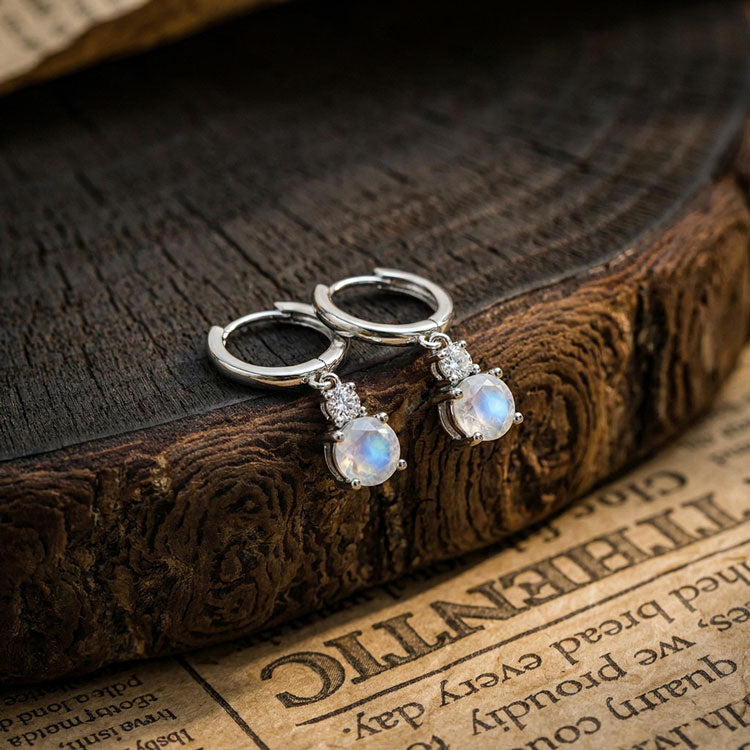 Moonstone Round Hoop Earrings