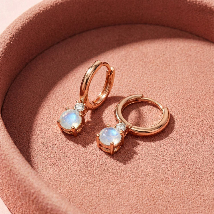 Moonstone Round Hoop Earrings