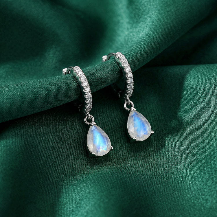 Moonstone Hoop Earrings - Enhance Intuition