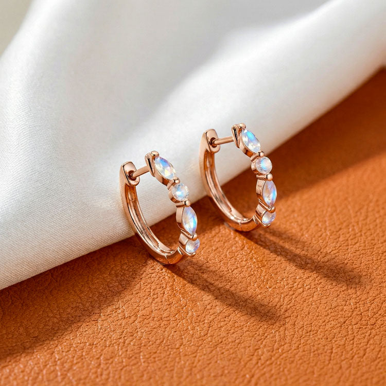 Moonstone Hoop Huggies Earrings