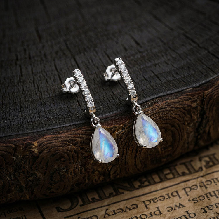 Drop Earrings - Moonstone Teardrop