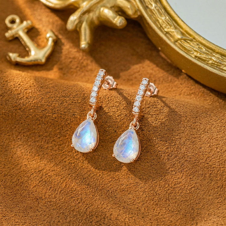 Drop Earrings - Moonstone Teardrop