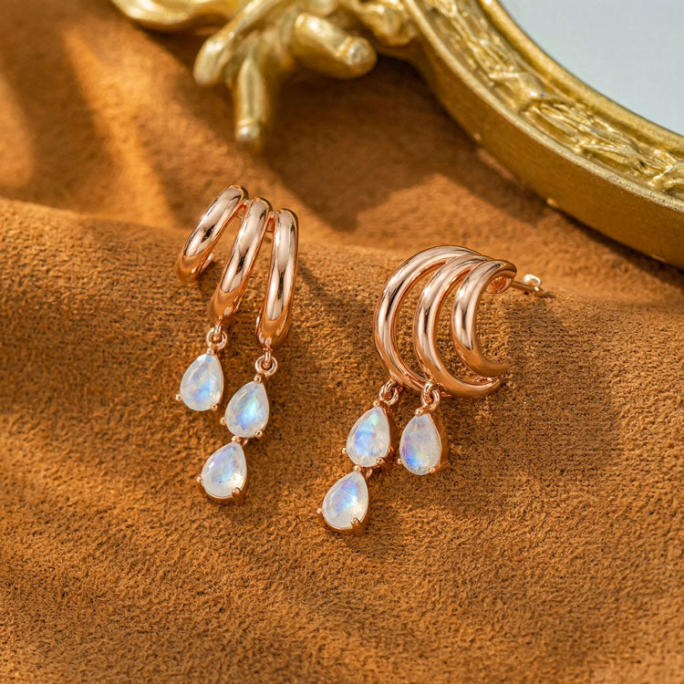 Stacked Moonstone Earrings