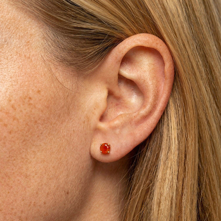Carnelian Round Stud Earrings