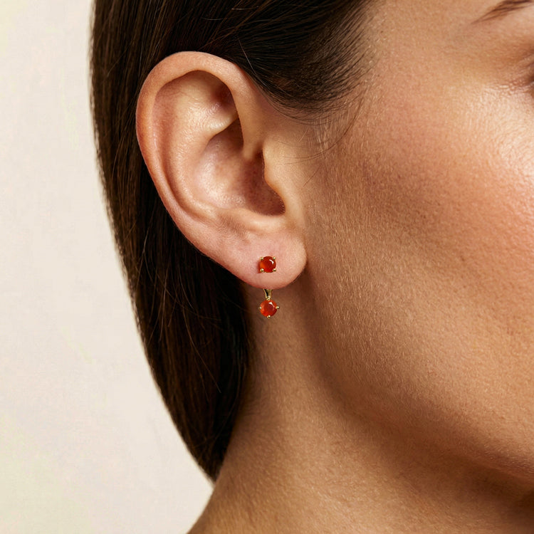 Round Carnelian Earrings - Front & Back