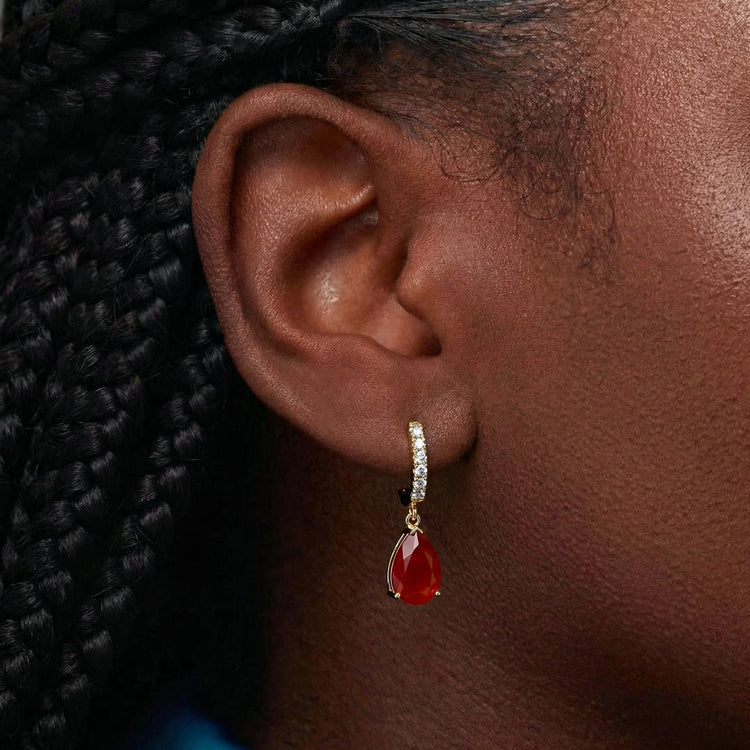 Carnelian Dorp Earrings - Teardrops