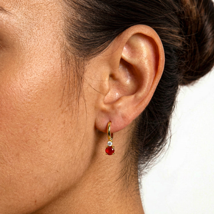 Carnelian Round Hoop Earrings