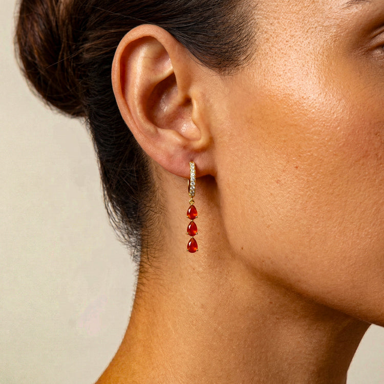 Long Carnelian Hoop Earrings