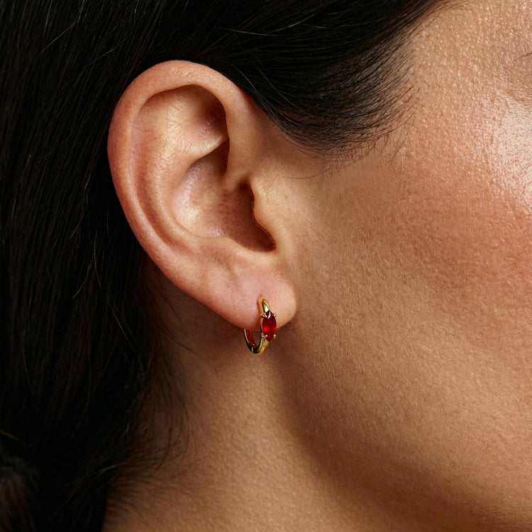 Huggies Carnelian Earrings - Marquise