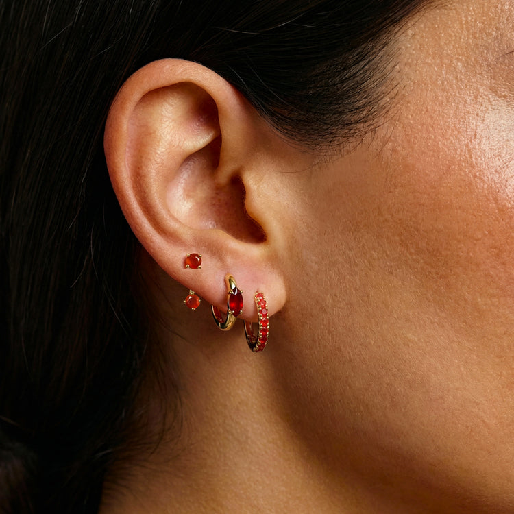Classic Carnelian Huggies Earrings