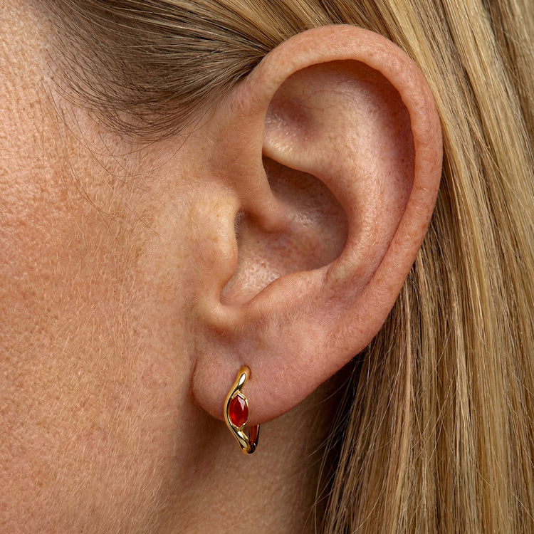 Twisted Carnelian Huggies Earrings