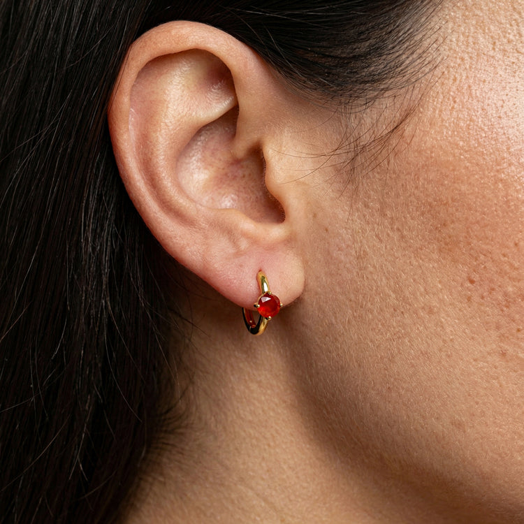 Carnelian Huggies Earrings - Round