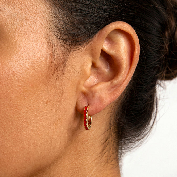 Classic Carnelian Huggies Earrings