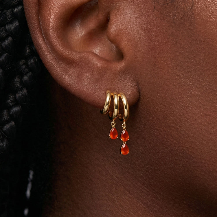 Stacked Carnelian Dangle Earrings