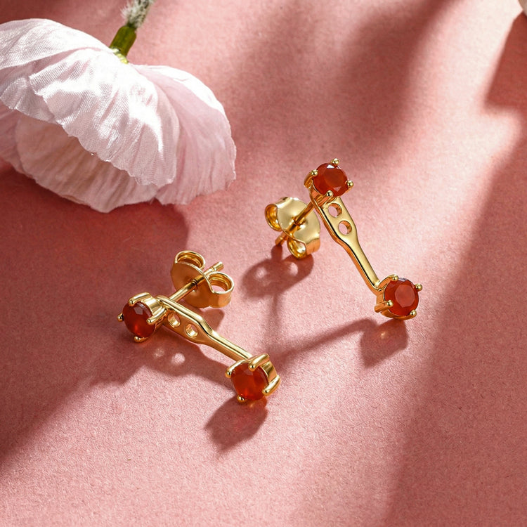 Round Carnelian Earrings - Front & Back