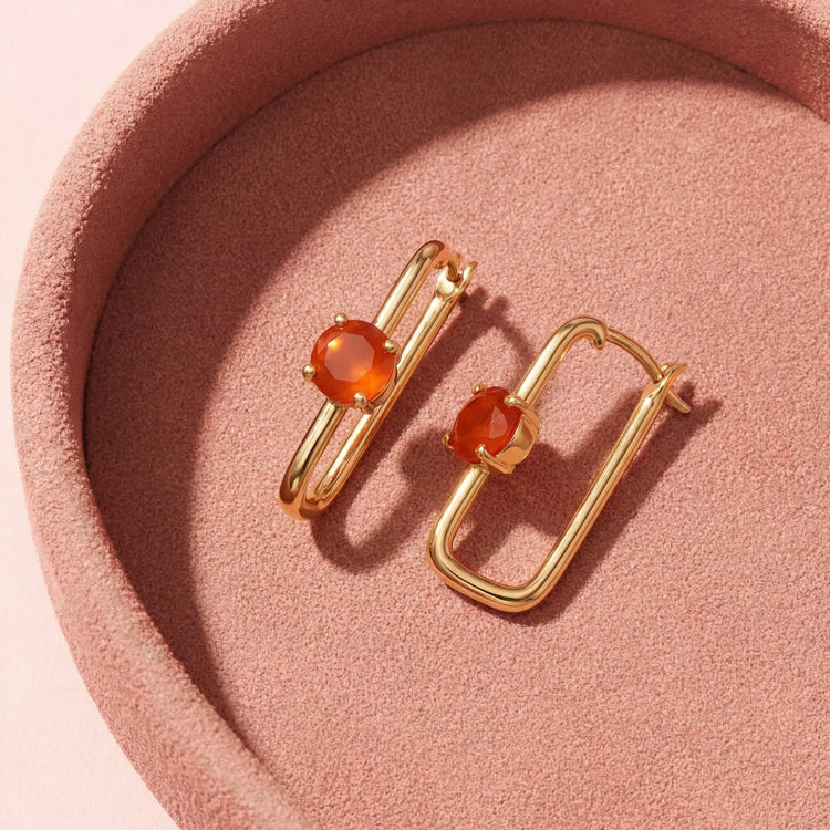 Large Carnelian Hoop Earrings
