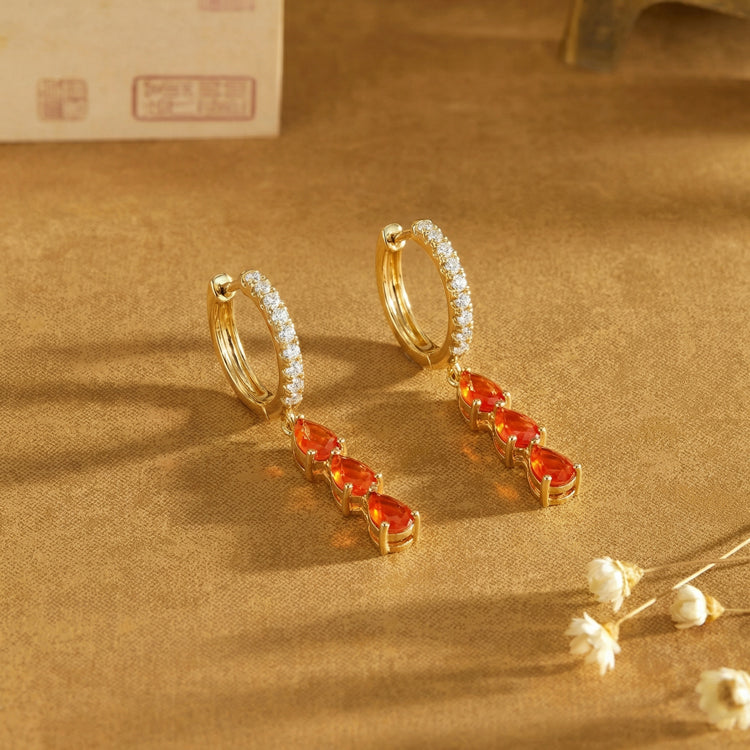 Long Carnelian Hoop Earrings