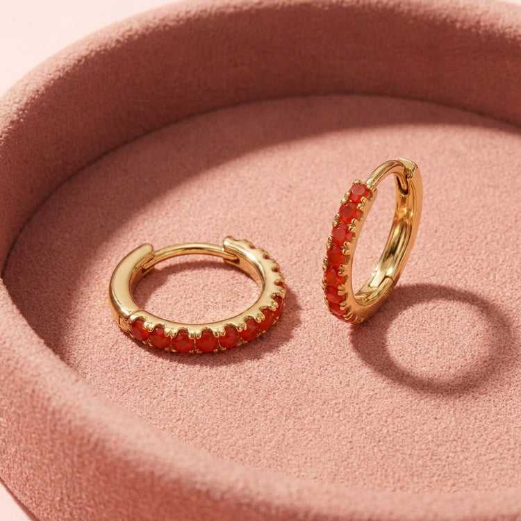 Classic Carnelian Huggies Earrings