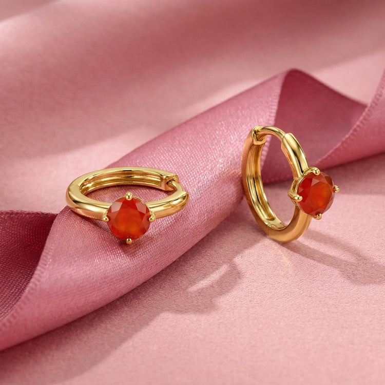 Carnelian Huggies Earrings - Round