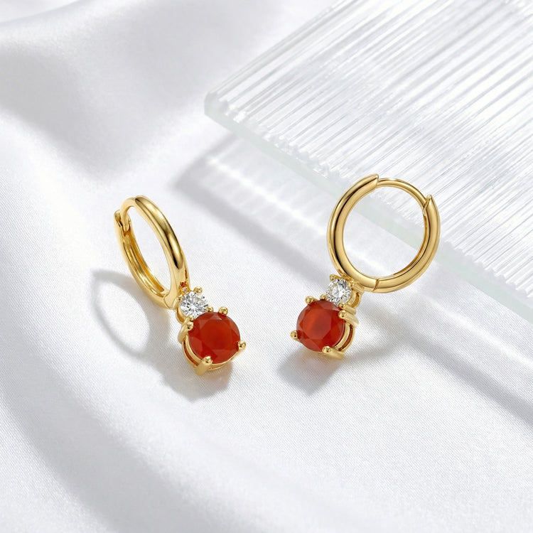 Carnelian Round Hoop Earrings